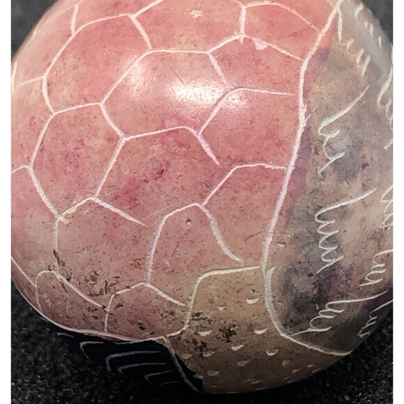 Handcrafted Kenya Pink Black Soapstone Egg Hand Carved & Painted - Picture 8 of 9